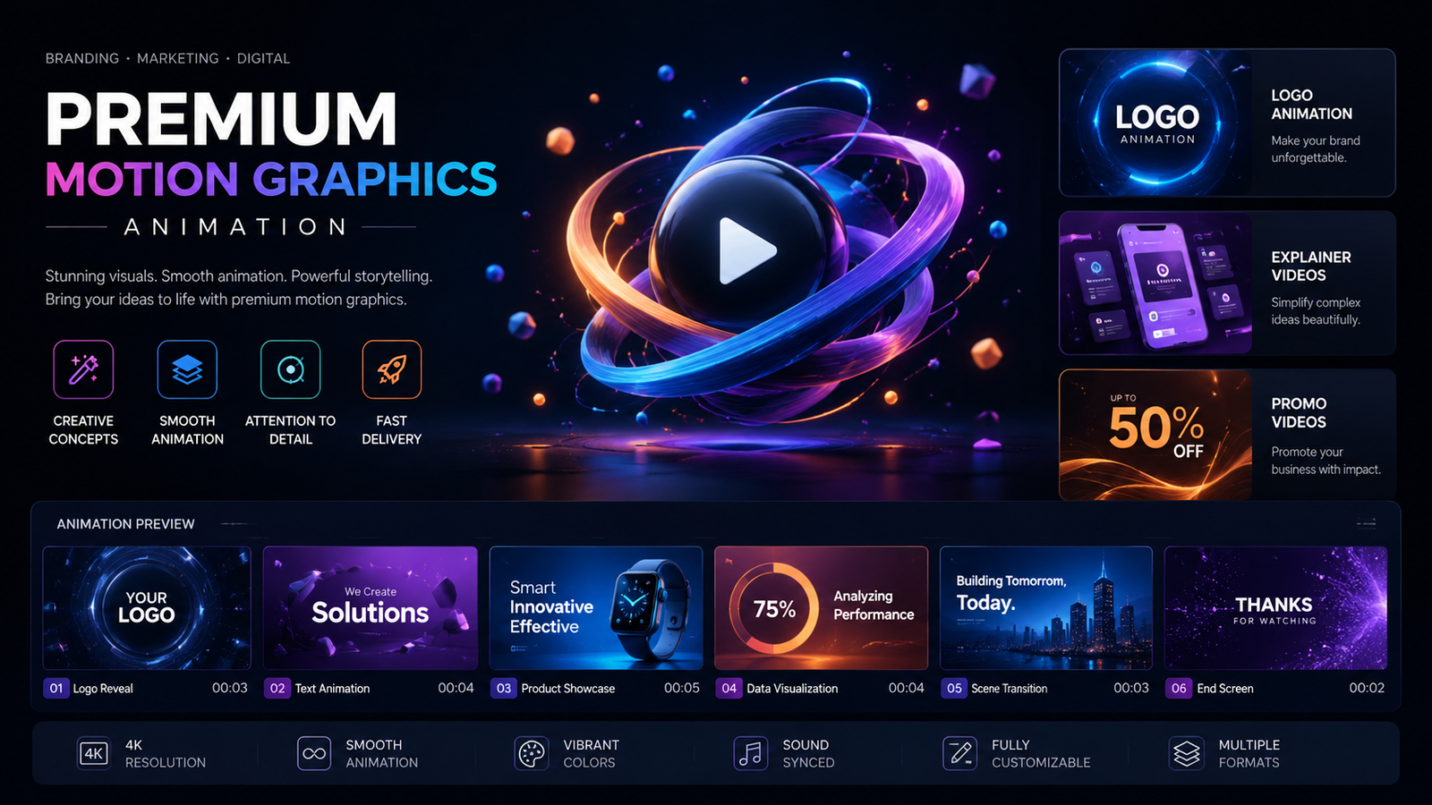 Premium motion graphics animation preview